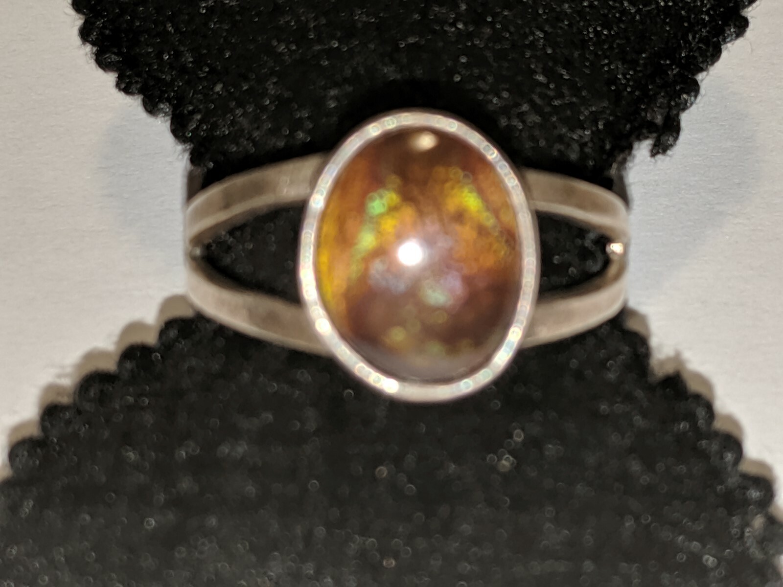 VINTAGE FIRE AGATE RING STERLING SILVER 925 ABOUT SIZE 9 1/4