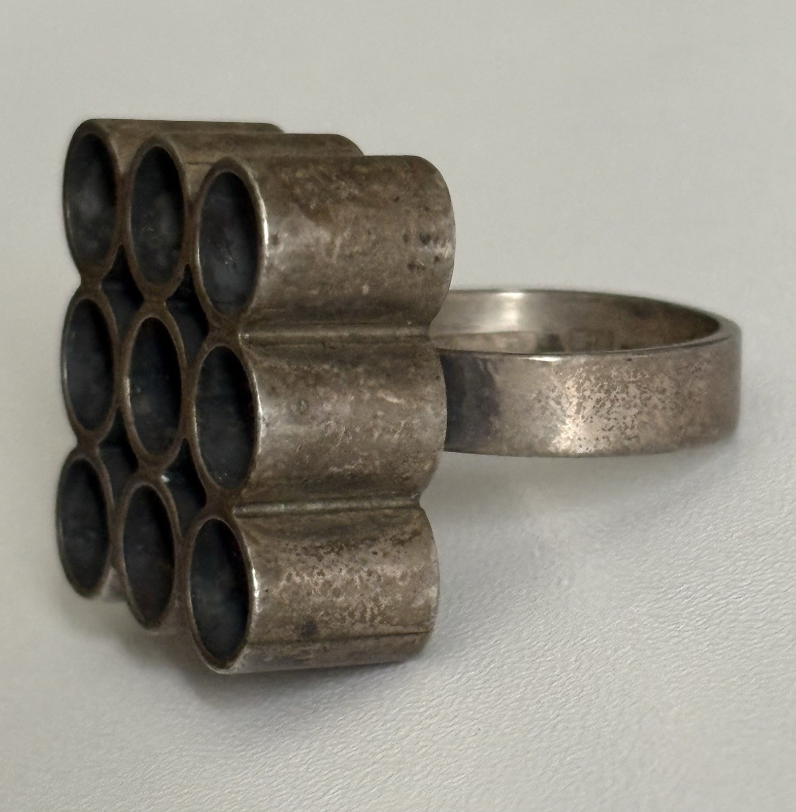 Vintage Kaunis Koru Finland Sterling Silver Modernist Brutalist 925 Ring RARE