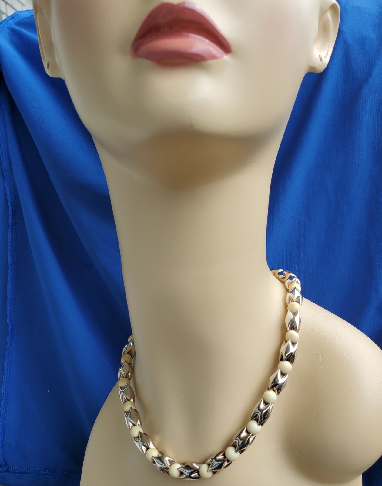 Original STERLING SILVER 925 Deco Necklace 64 Gr Vintage Designer Chain 24″ inch