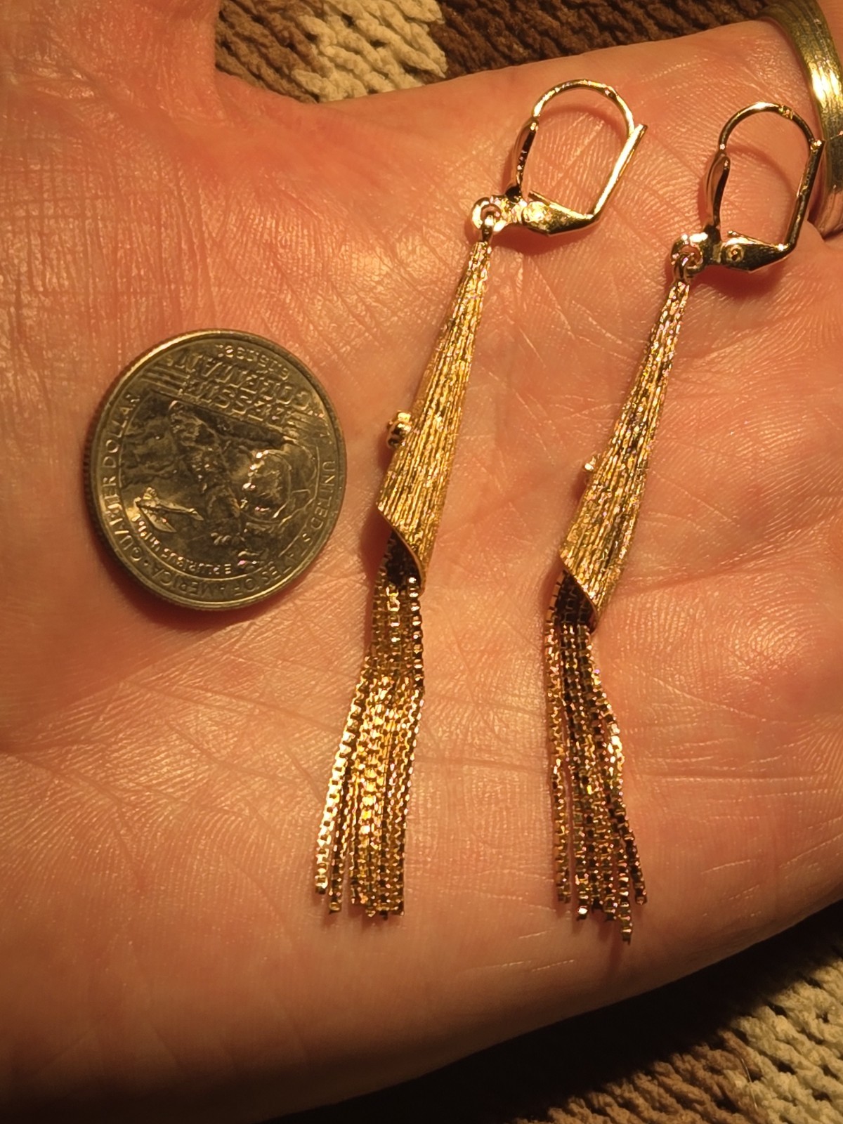 Elegant Vintage Conical Tassel Earrings, Gold Filled