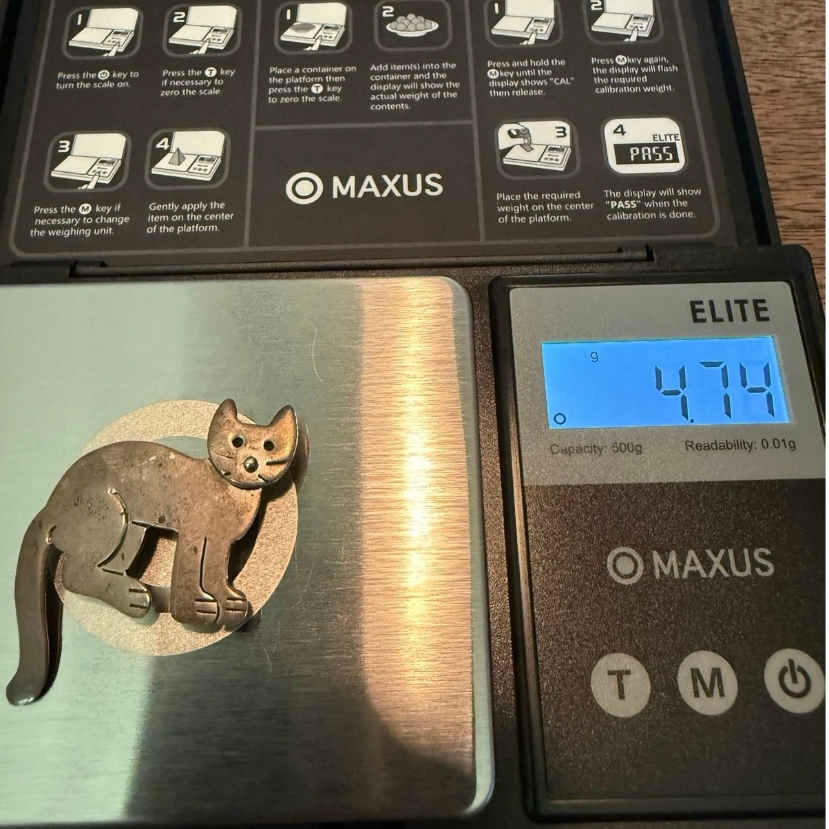 Mexican Sterling Silver Cat Brooch – A & J H MEX 925 – 4.74g – Vintage