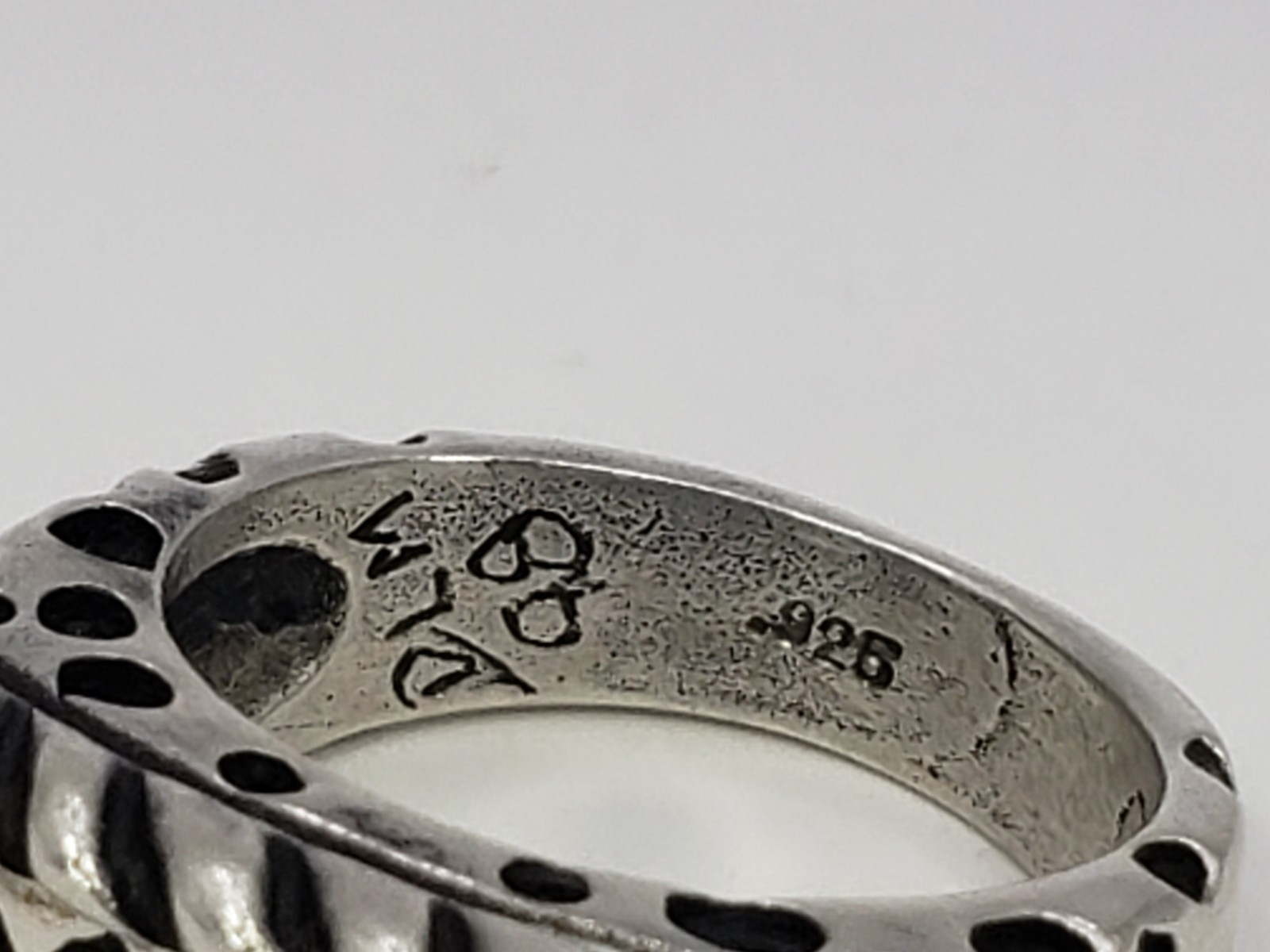 Vintage DLM Dian Malouf Sterling Silver Sailor Tattoo Style MOM Ring Size 5.75