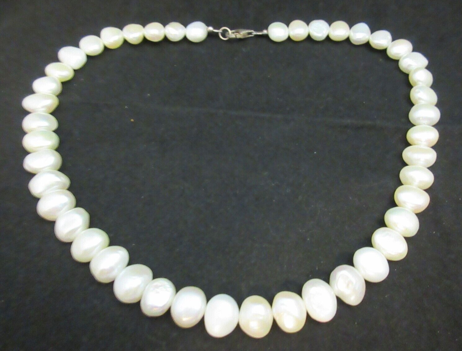 Vintage Natural Pearl Necklace 925 Marked Sterling Silver Lobster Claw Clasp 17″