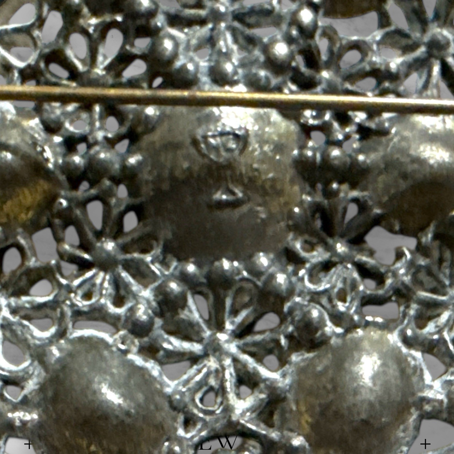 New England Glass Works Brooch Czech Glass Rhinestones Floral Art Nouveau Read