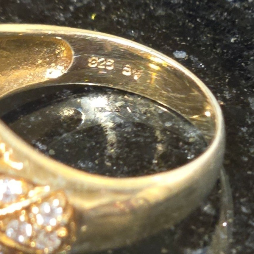 Vintage Citrine Cocktail Ring 925 Sterling Silver Vermeil Gold Tone Statement