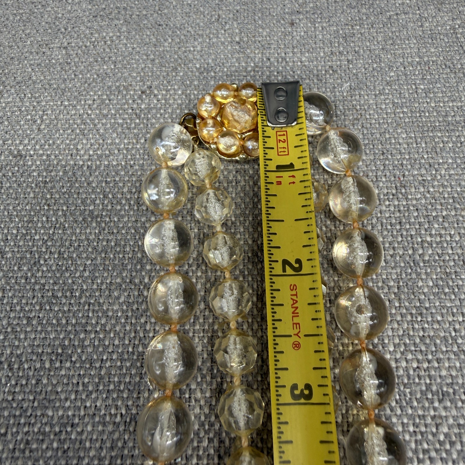Vintage Necklace Golden Acrylic Beads Double Strand 22 Inches