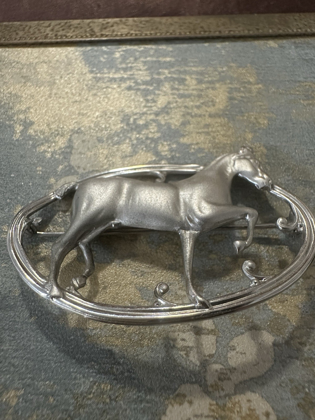 Vintage Equestrian Sterling Silver Horse Pin Brooch