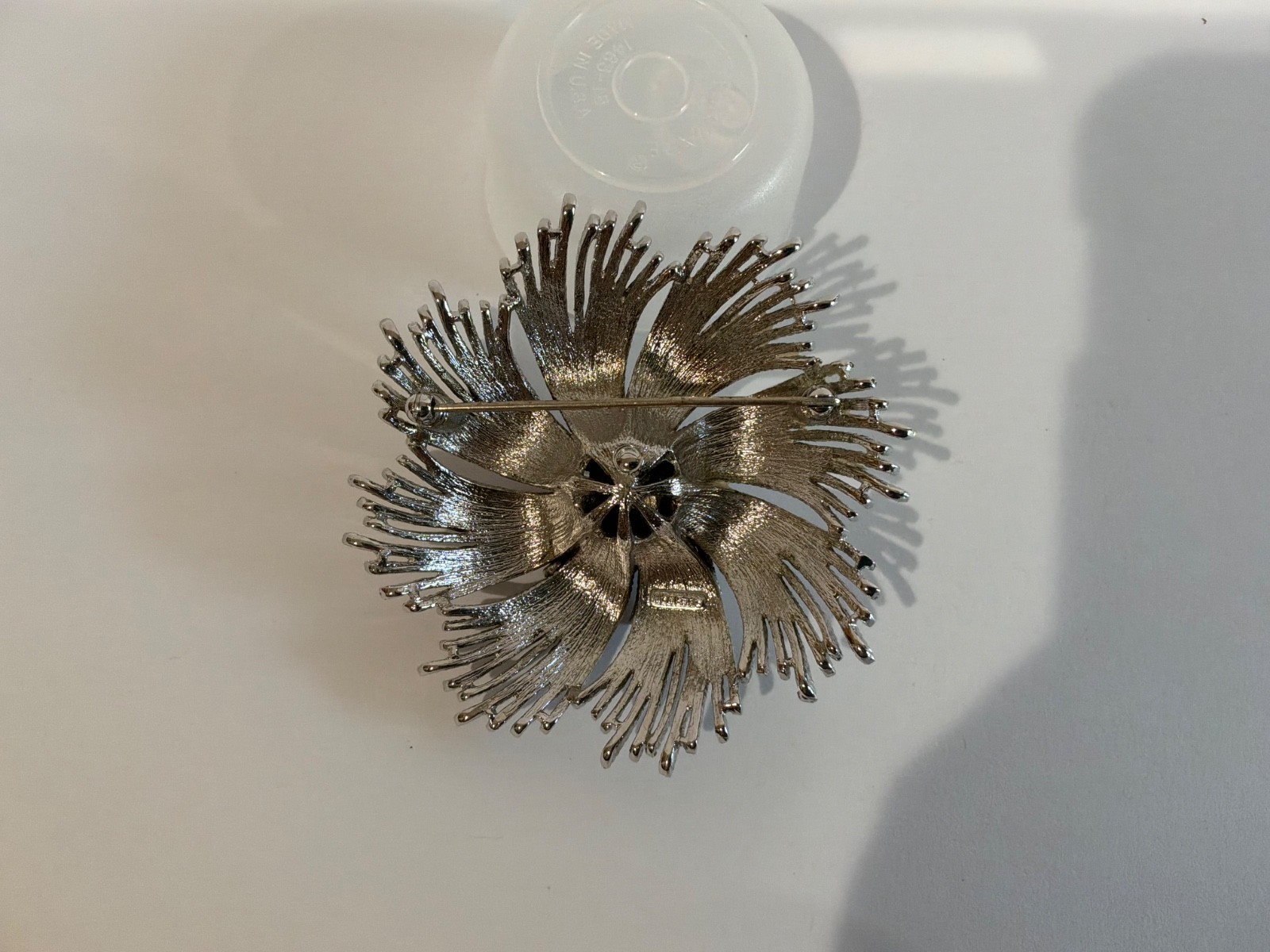 Vintage 60s Monet Silver Tone Large Cordelia Flower Ribbon Spray Brooch SIGNED