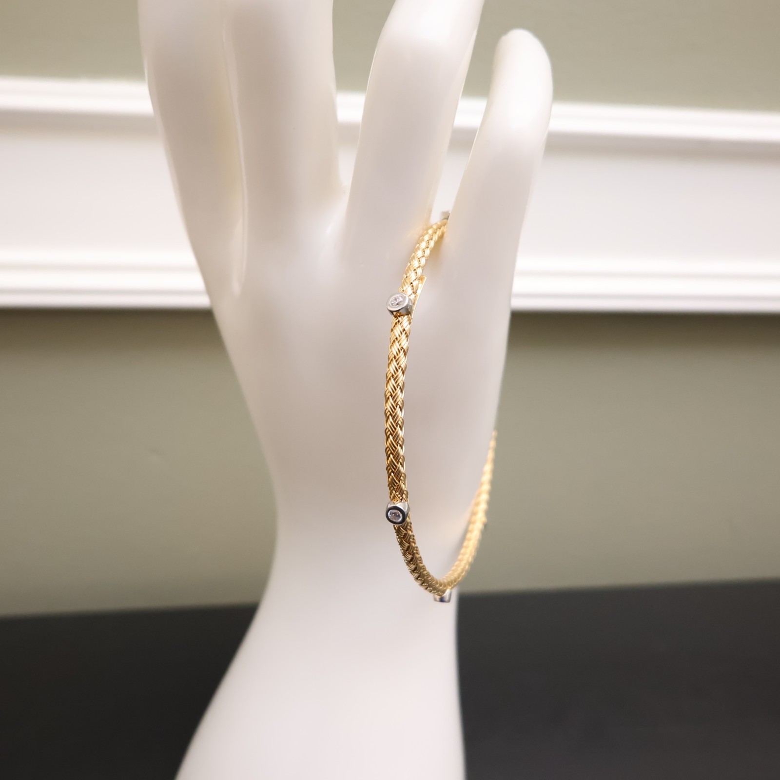 JCM Jewelry bracelet 18K yellow gold clad 925 sterling silver DMQ station 7.25in