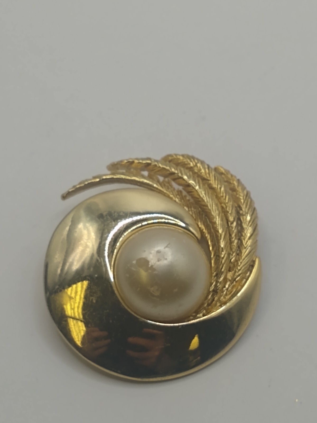 Vintage Orena Paris Signed brooch pin Faux pearl is flawed