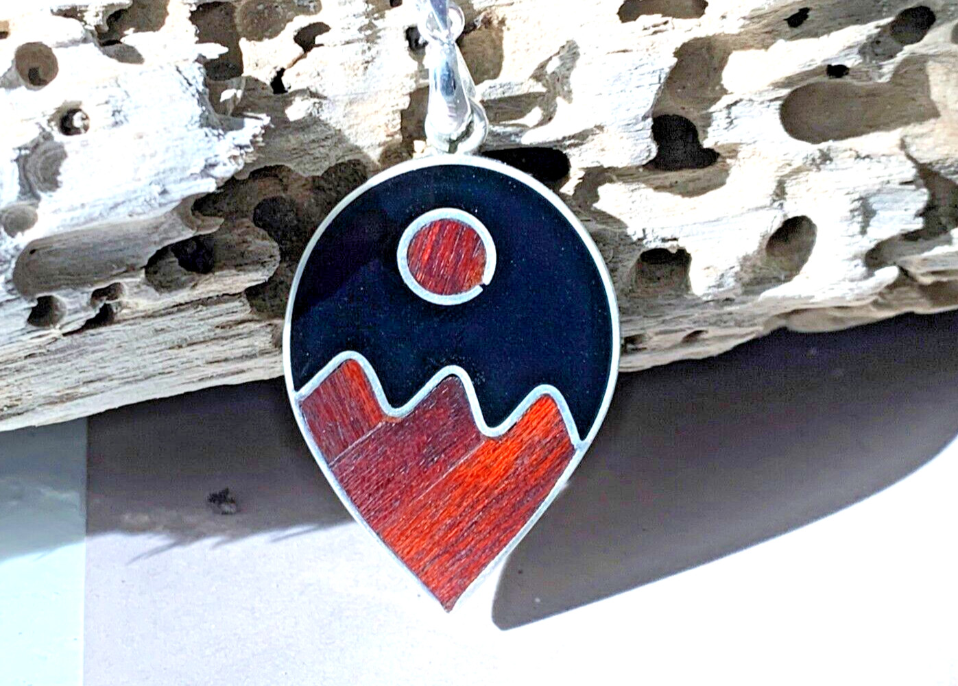Vintage Modernist Sterling Pendant Silver 925 Onyx Artisan Bold