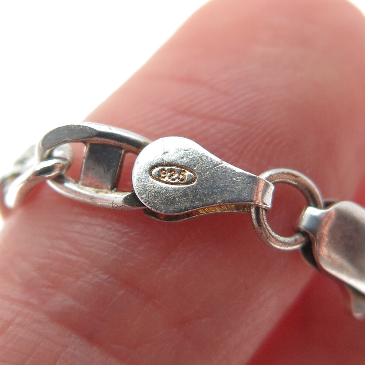925 Sterling Silver Vintage Italy Flat Anchor Mariner Link Bracelet 7″