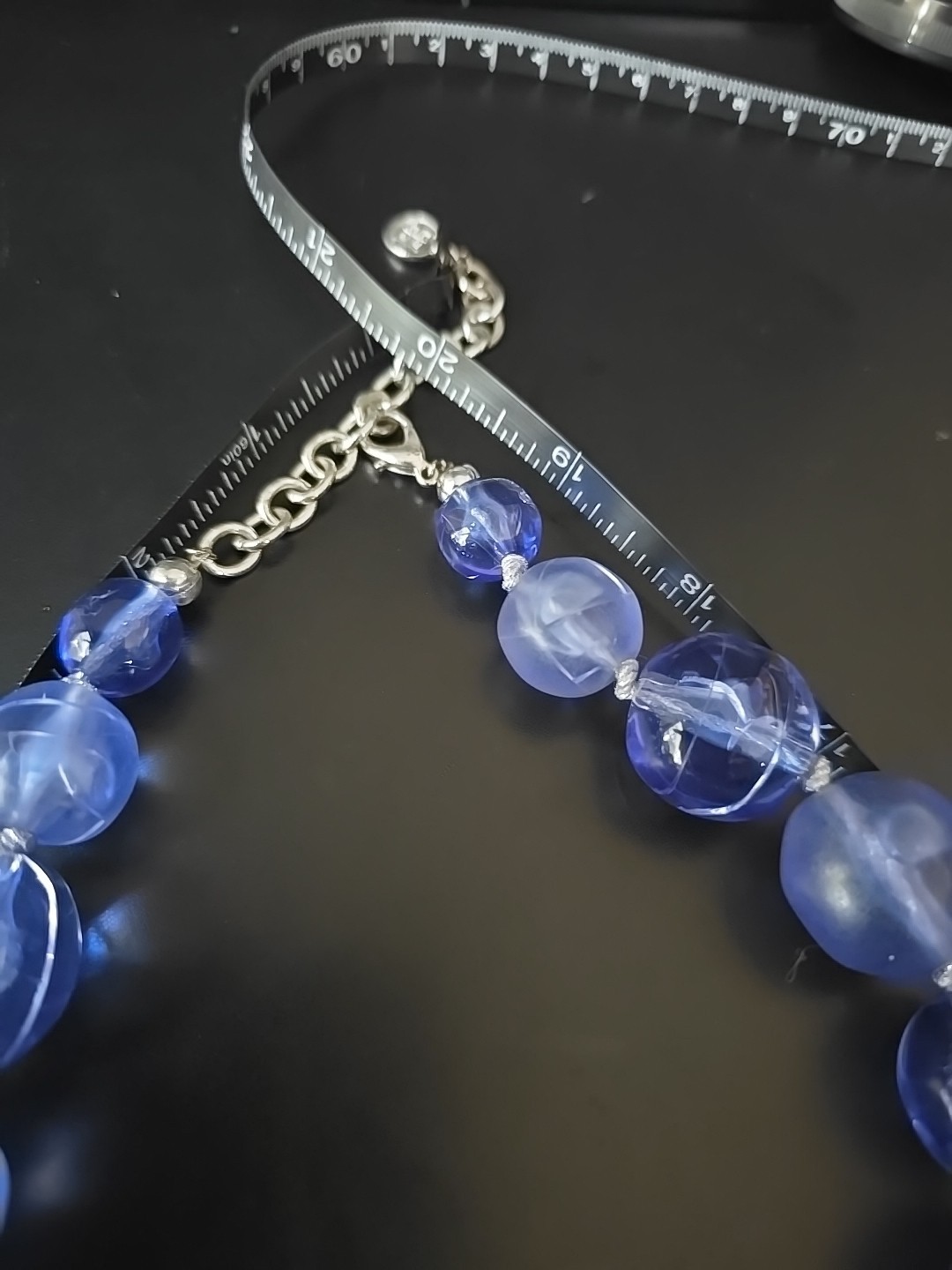 Givenchy Bold Chunky Blue Lucite Glass-Like Balls Beaded Necklace Choker 20″