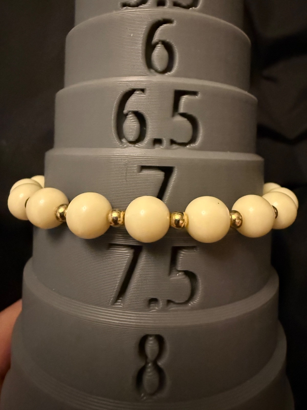 Vintage Monet White Beaded Signed Bracelet Gold Tone Chic Classic Sister Clasp