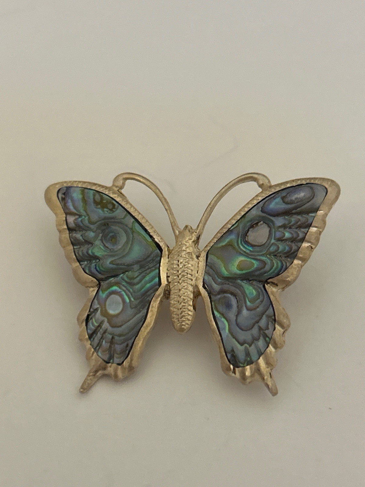 Vintage Ariki New Zealand Sterling Silver Paua Abalone Shell Butterfly BroochX11