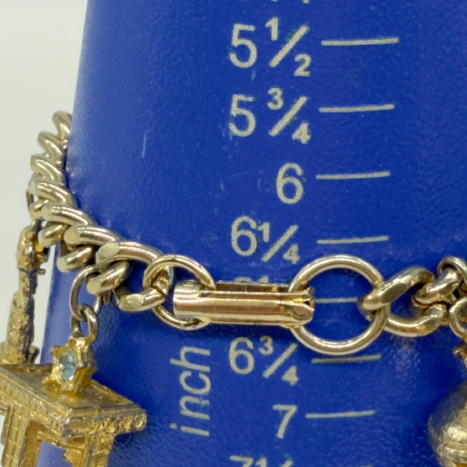 Vintage Jewelry Lot 2 Charm Bracelets Gold Tone Rhinestones Buildings Piano