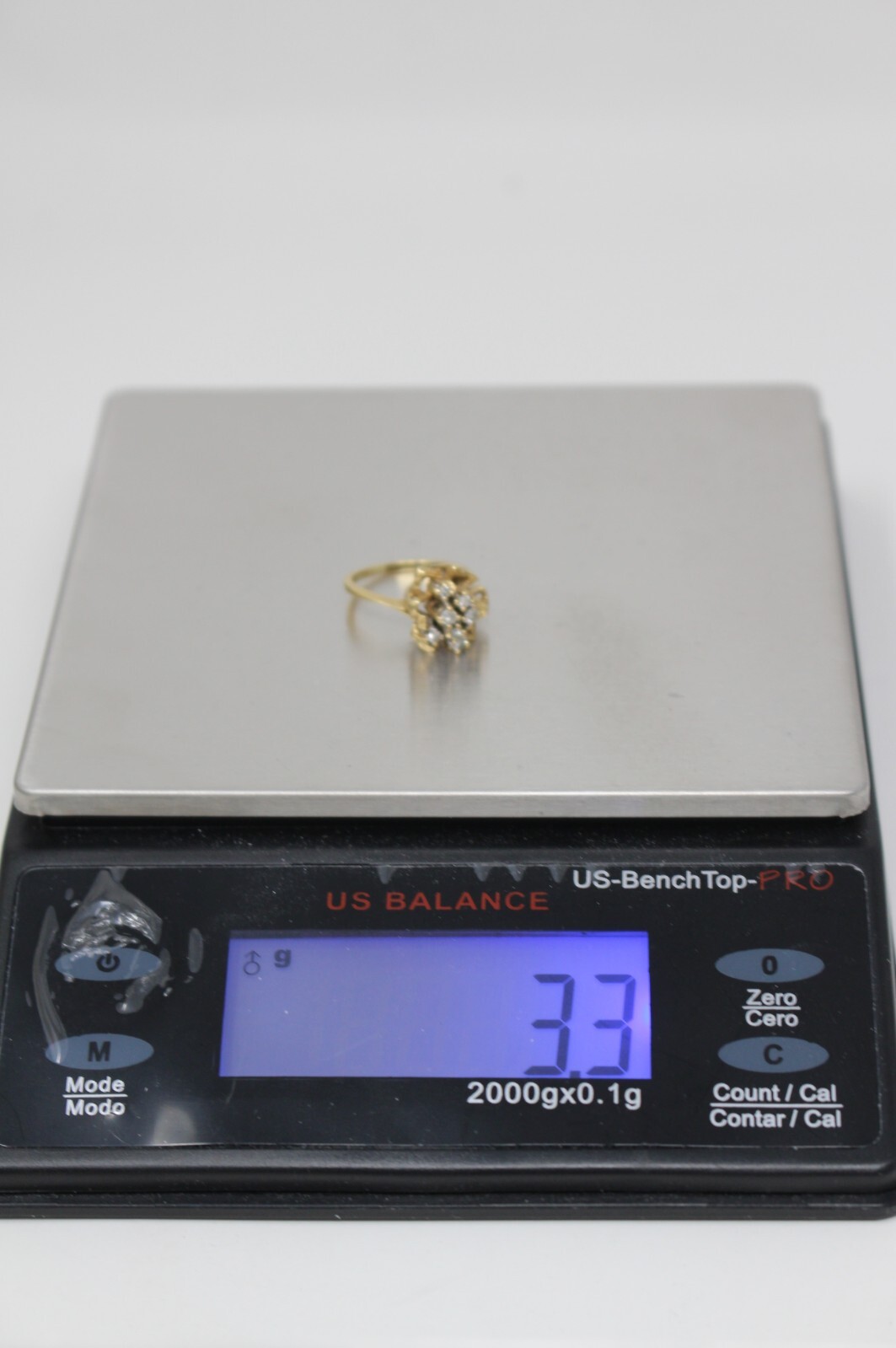 14k Plum Gold 7 Diamond Cluster RING Prong Set Cocktail MCM 3.3g Vintage