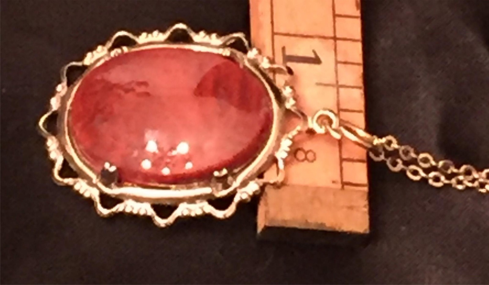 Vintage Red Jasper Large Natural Stone Cabochon Pendant Silver ST for Necklace