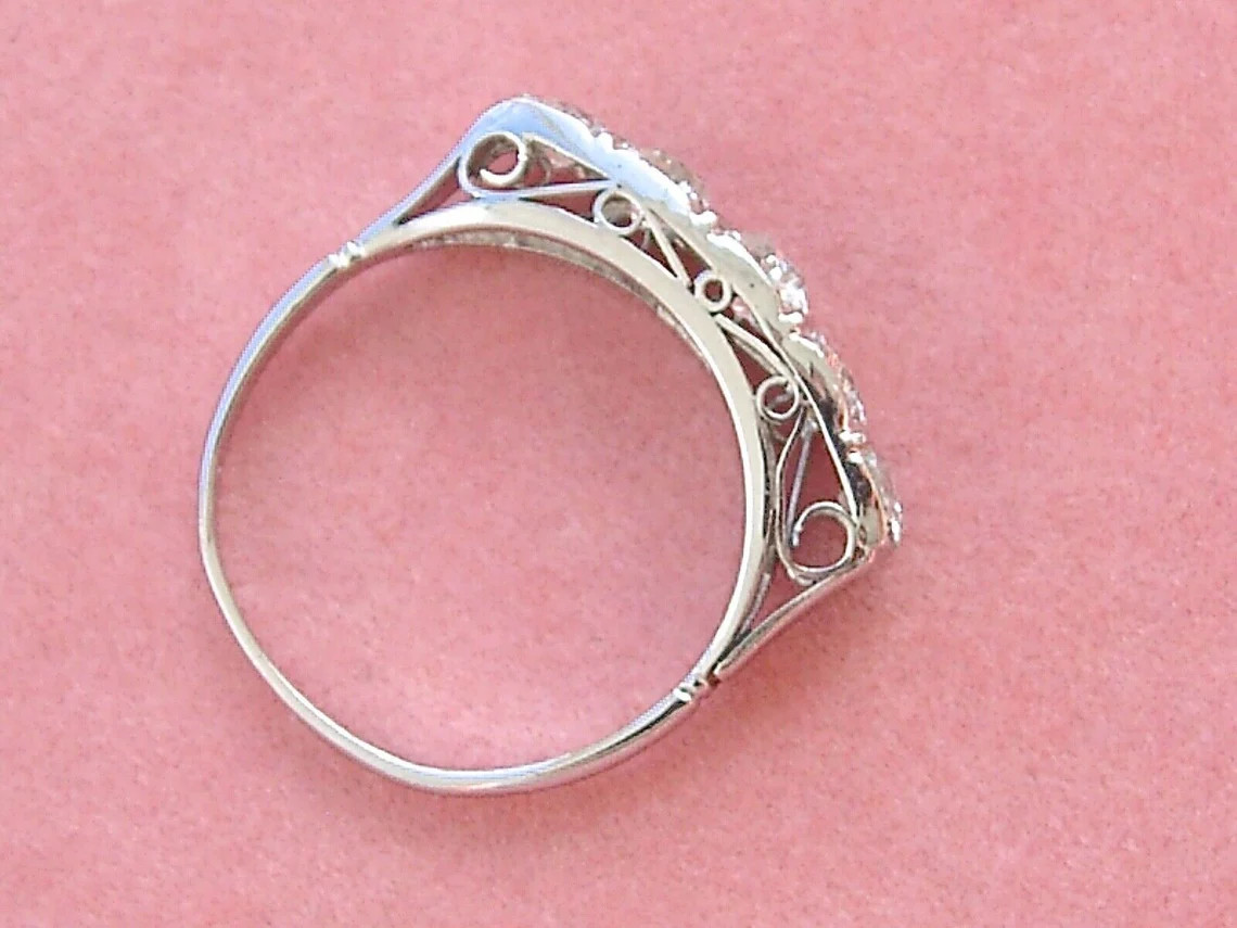 Five Stone 1 CTW White Round Simulated Diamond Antique Art Deco 925 Silver Ring