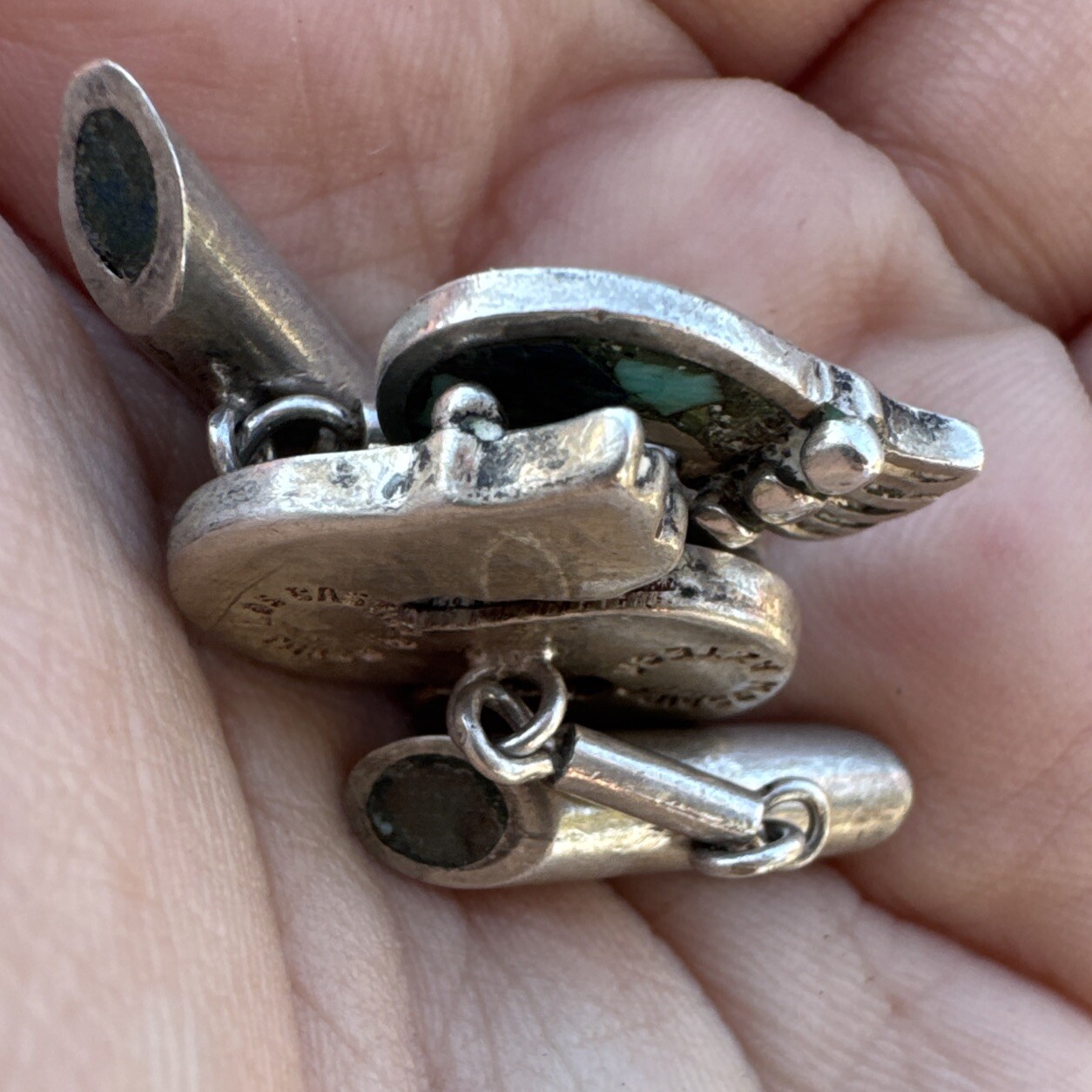 Vintage Los Castillo Sterling Silver Azteca Mosaico Swirl Cufflinks 50s 60s