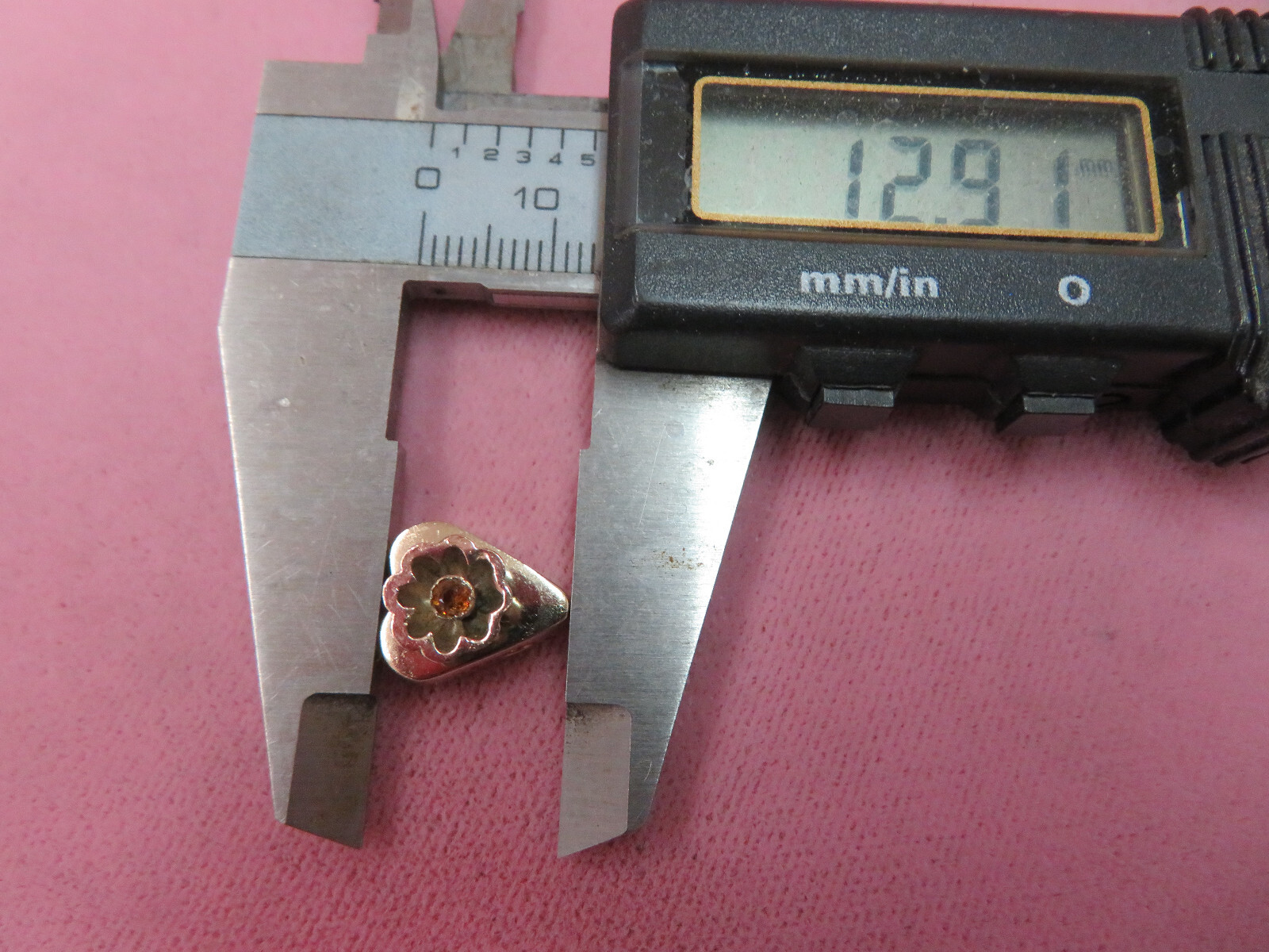 14K Solid Y. Gold Citrine Slide Charm for Bracelet 1.86 Grams
