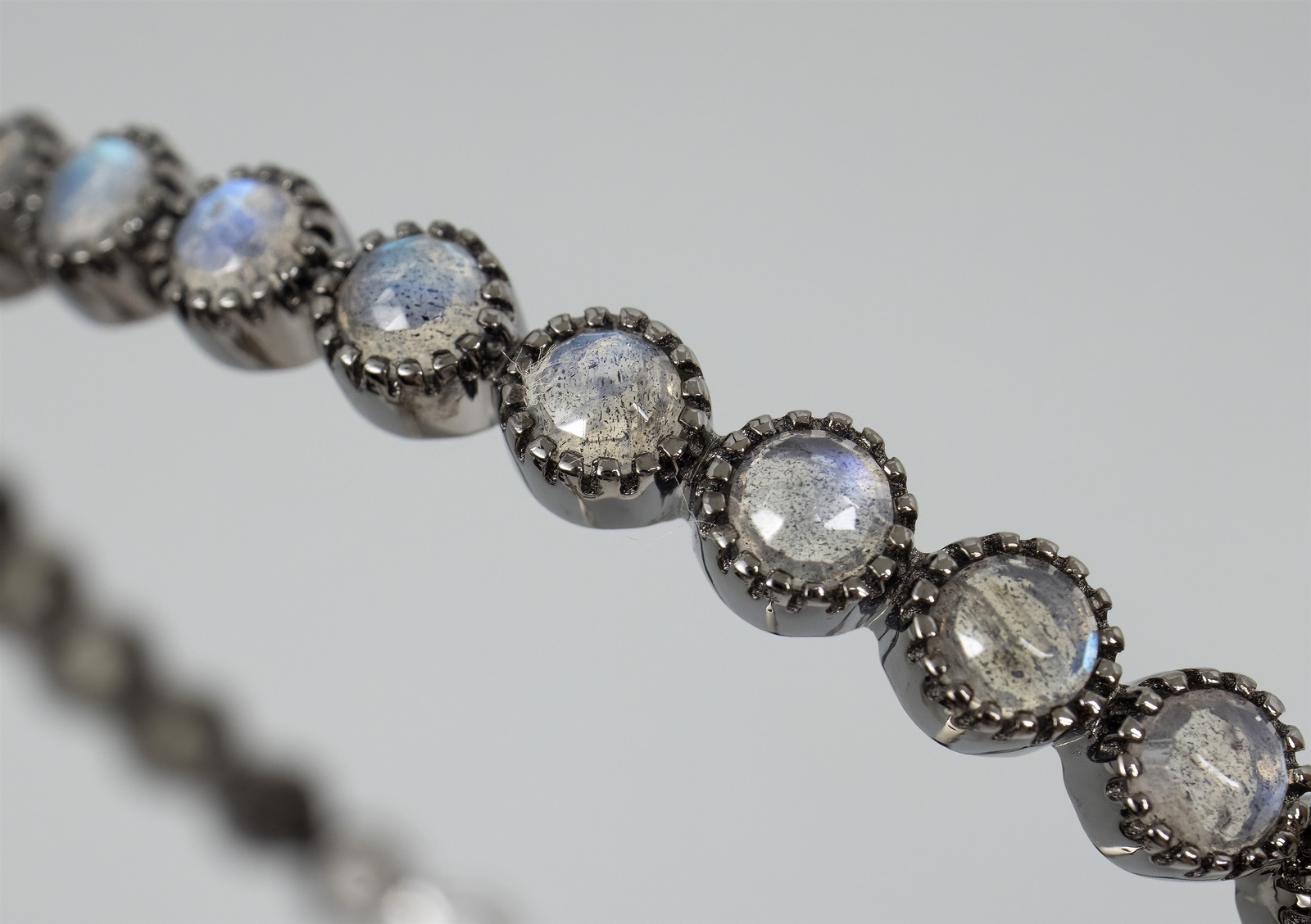 8.1″ HSN Rarities Labradorite Bangle BlackRhodium Sterling Silver Bracelet 15.9g