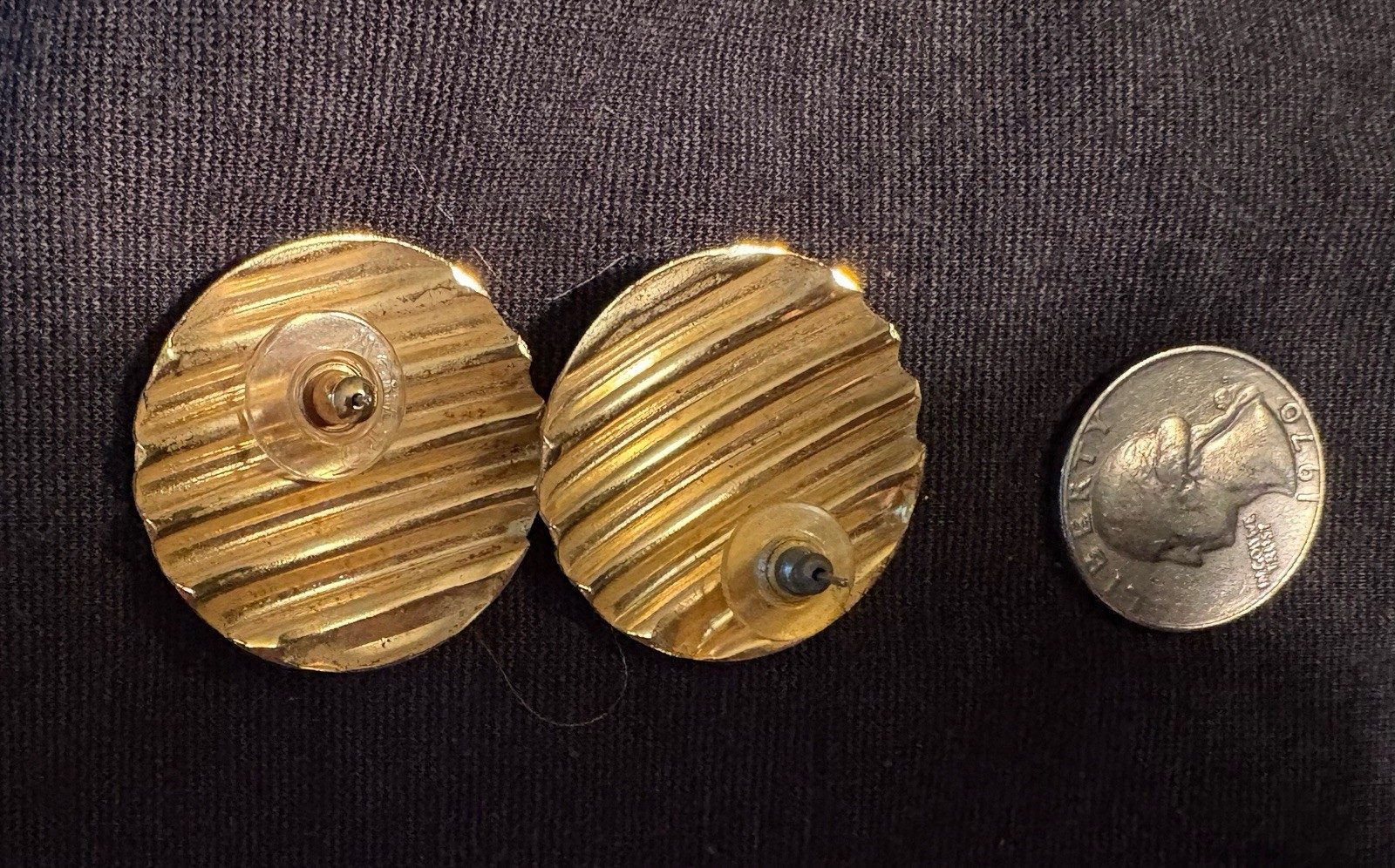 Vintage White Enamel & Gold-Tone Button Earrings from the 1950s to the 1980s