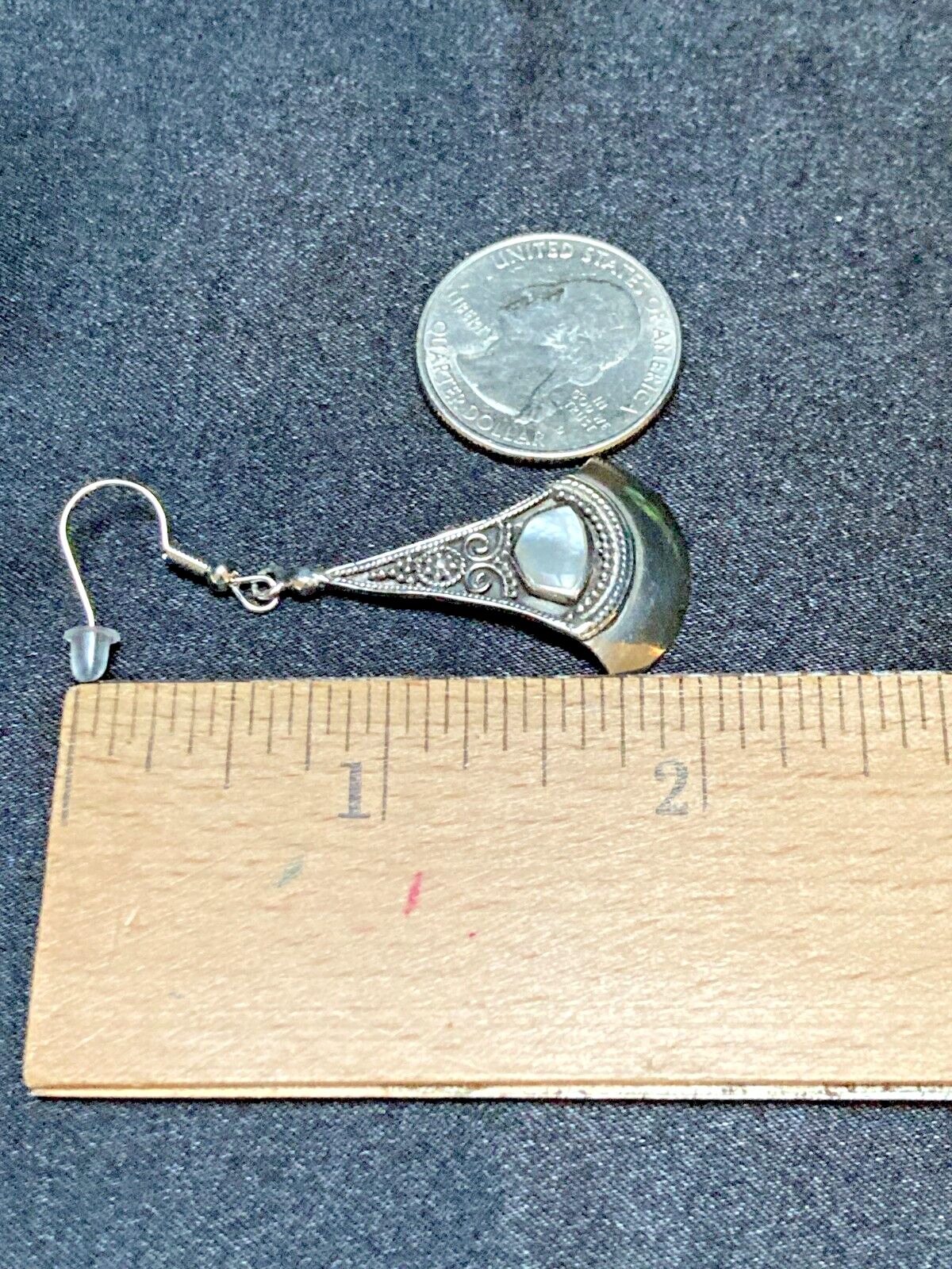 Vintage May Company Dept Store Sterling Silver Mother Of Pearl Drop Earrings