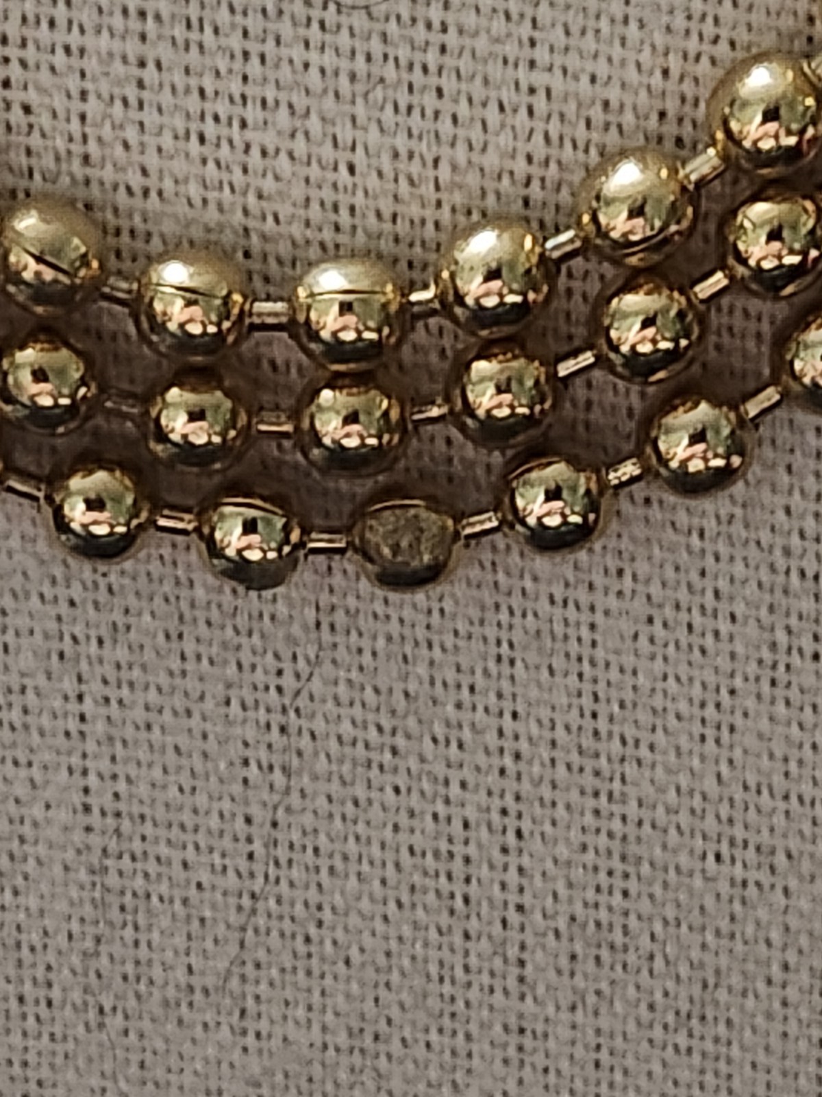 Vintage Gold Tone Beaded Necklace 3 Strands 16″ Small Beads Popcorn Link Retro
