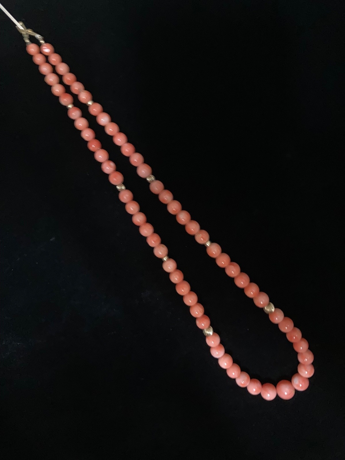 Graduated Salmon Colored antique CORAL lustrous Beaded Necklace HEAVY – 37 gm