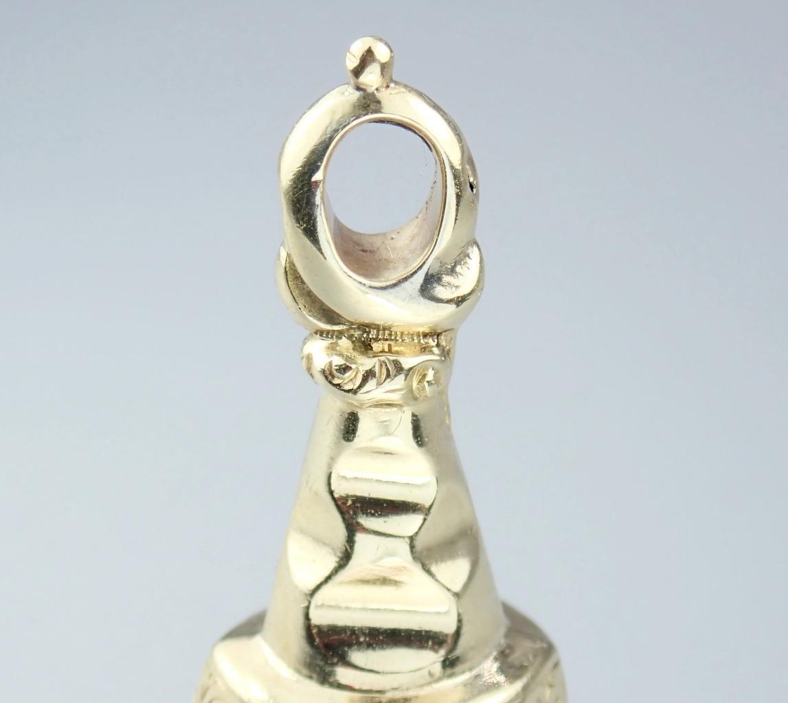 Fab Antique Georgian 9K Gold Bloodstone Floral Bird Pigeon Intaglio Seal Pendant