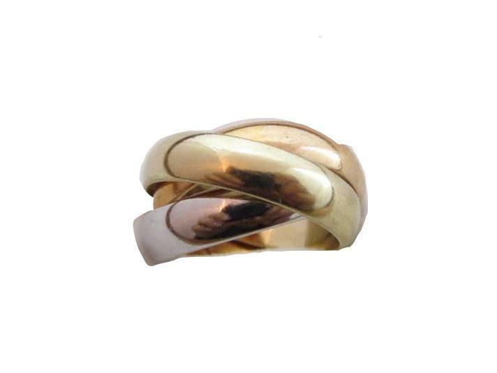 Vintage Tri-Color Trinity Rolling Band Ring *Yellow,White,Rose Gold Plated ESPO