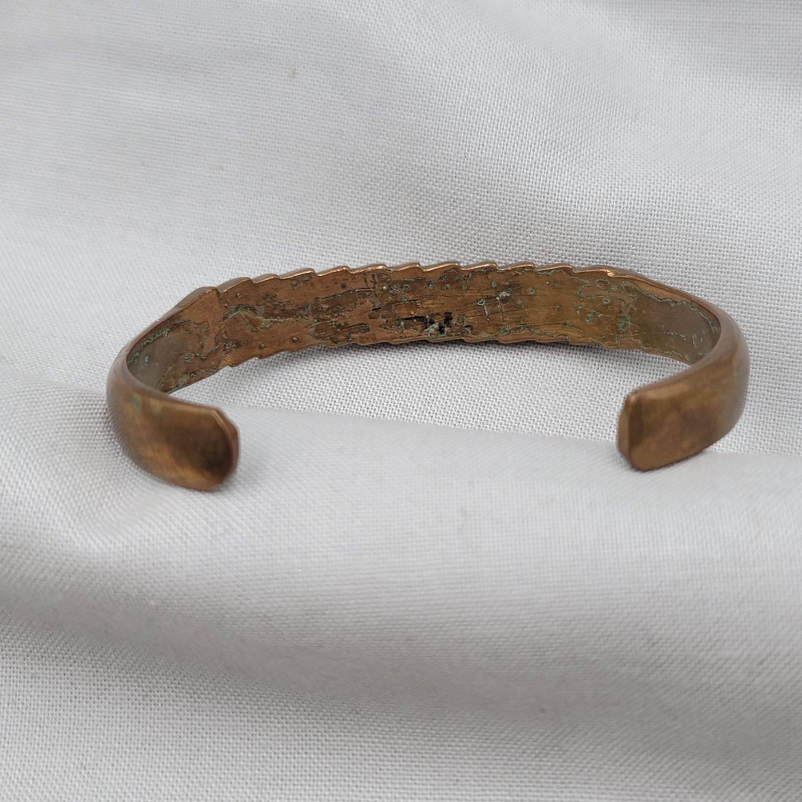 Vintage Turquoise Shell Inlay Brass Cuff Bracelet SMALL 6″