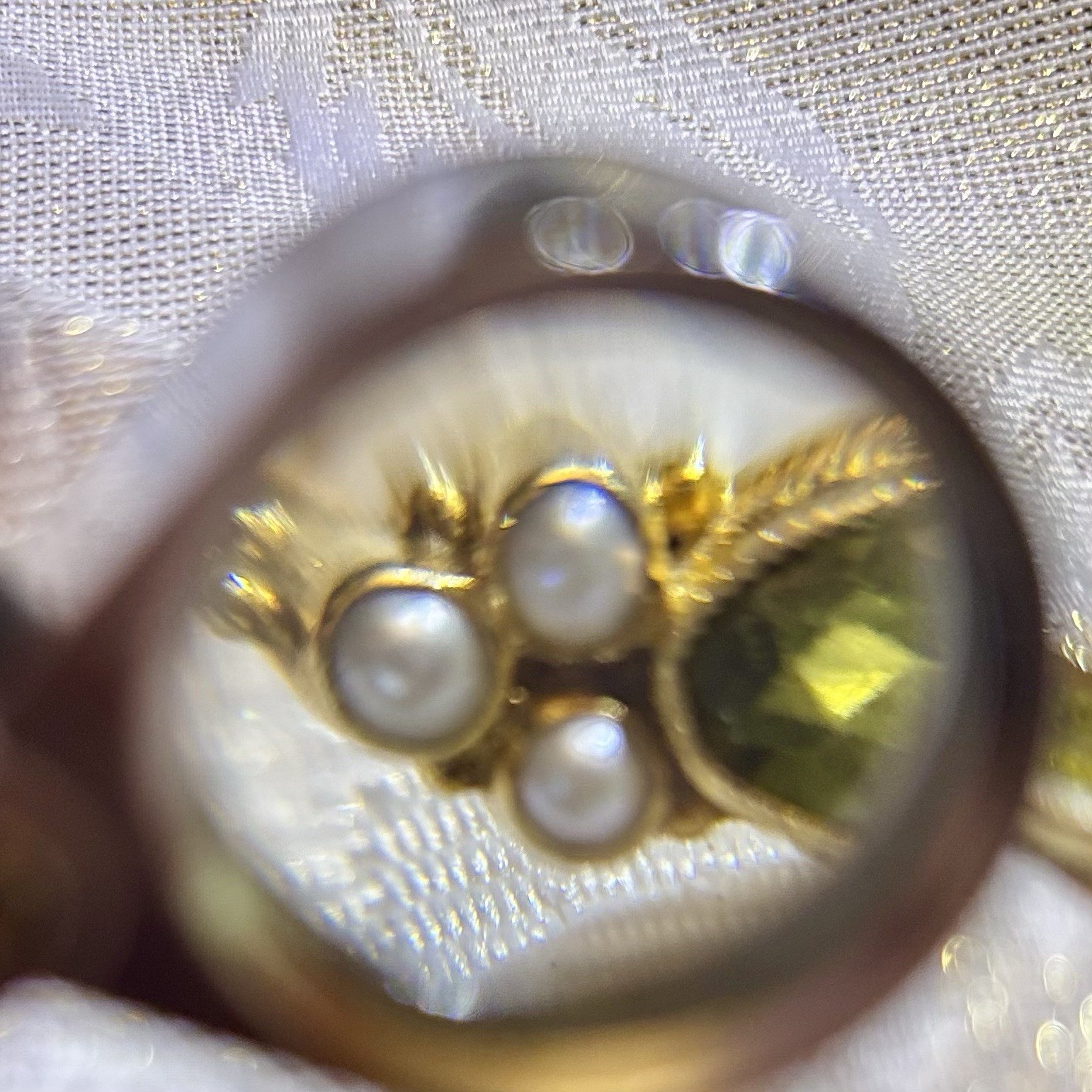 VTG Gold Vermeil over 925 Silver Peridot & Natural Pearl Drop Earrings