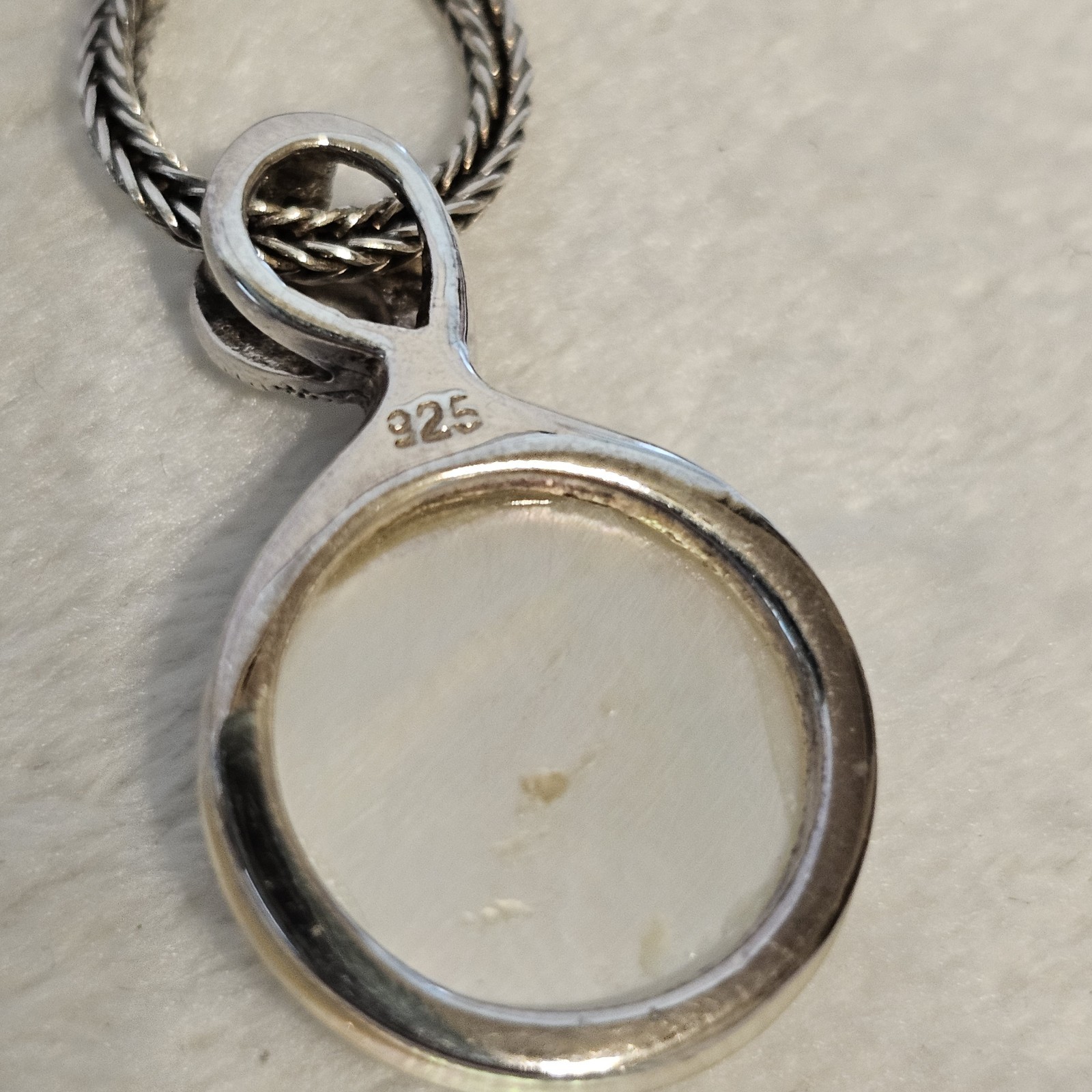 Vintage Mother Of Pearl Stone Fitted Earrings Necklace Ring Size 9/10. CW 925 SS