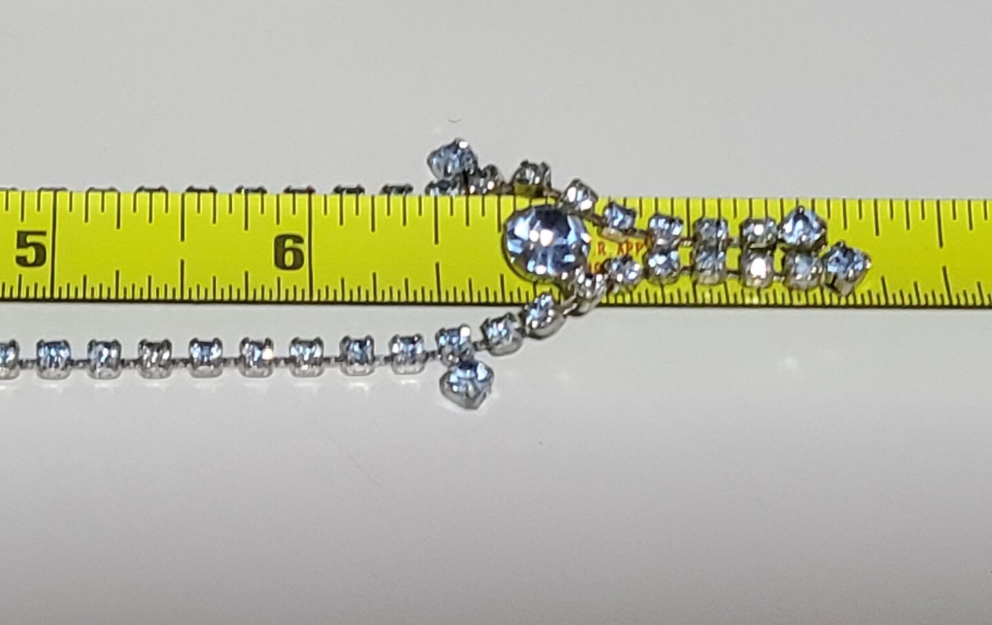 Blue Aurora Borealis Rhinestone Silvertone 14″ Necklace And Clip On Earrings