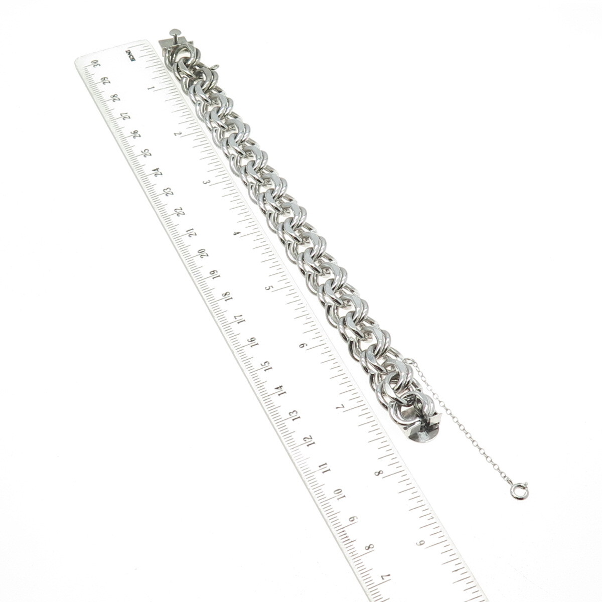 ELCO Sterling Silver Antique Art Deco Double Rolo Link Solid 53.4g Bracelet 6.5″