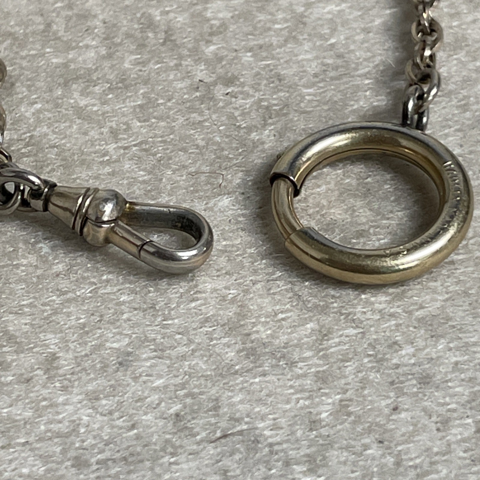 Victorian gold filled chain Signed Hadley Made in USA Large ring