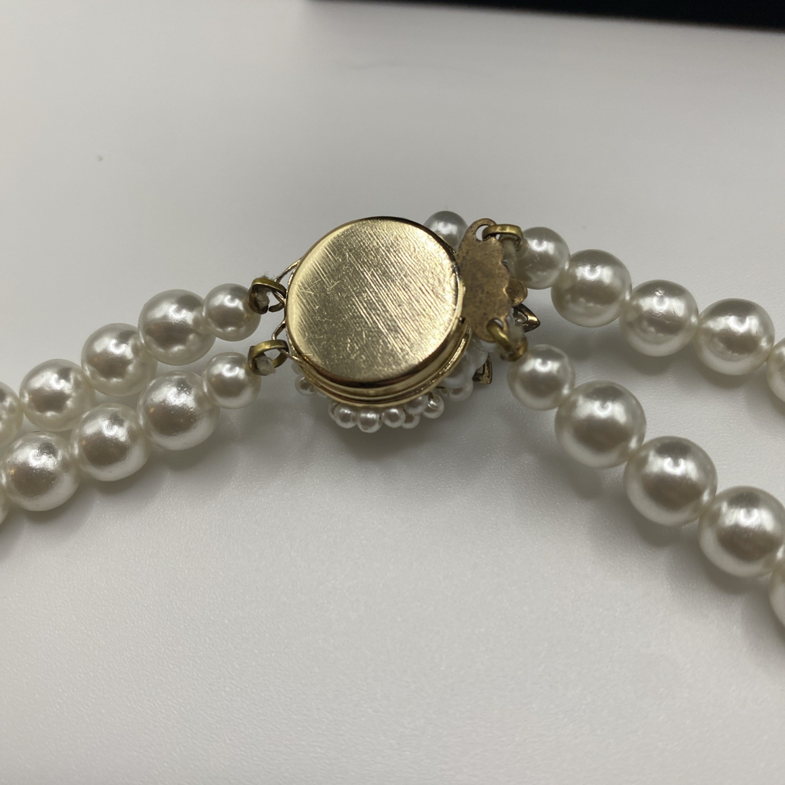 Vintage Faux Pearl Imitation Double Strand 18” Necklace Signed Japan