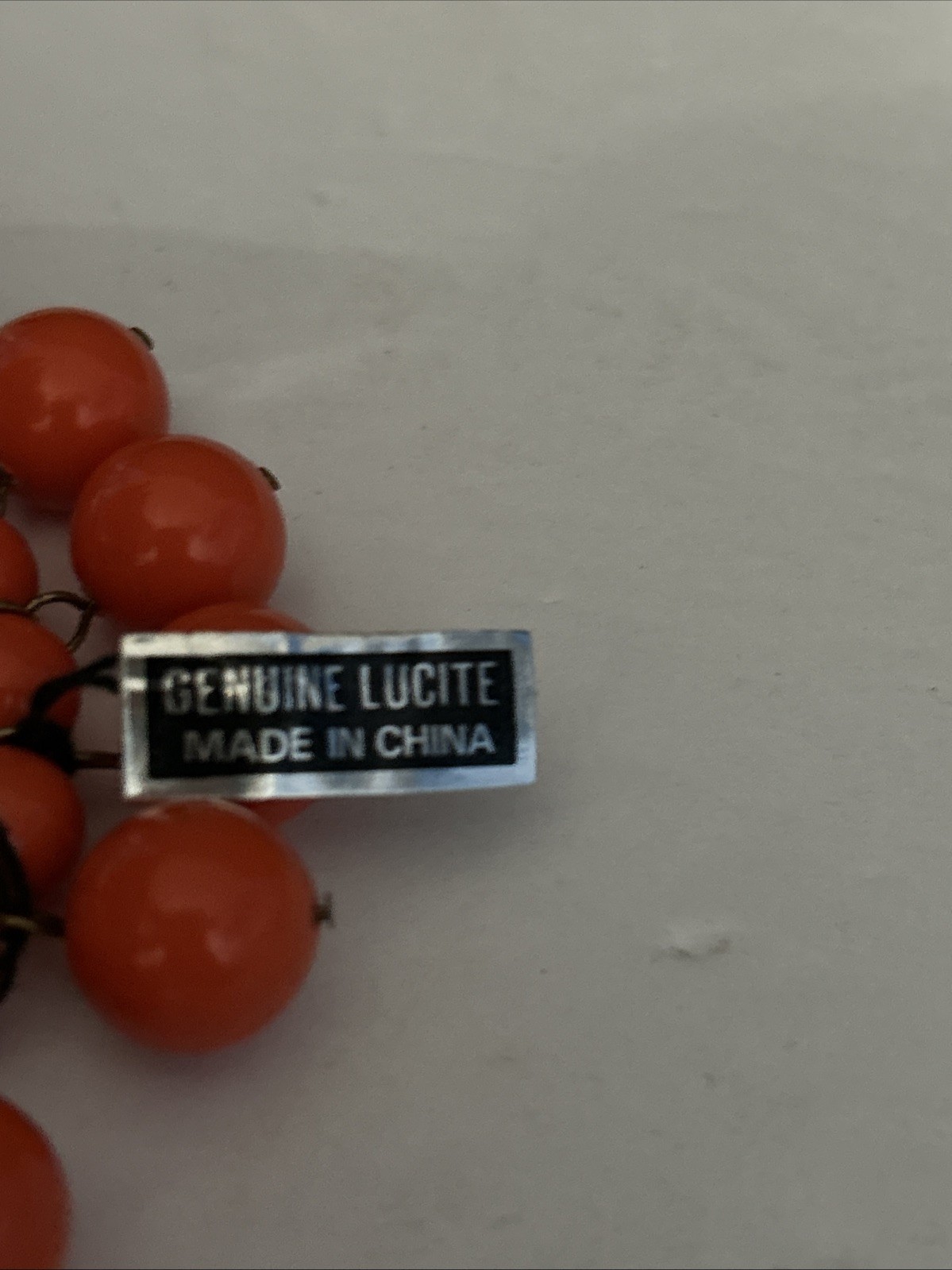 1980’s Genuine Lucite Orange Beaded Bracelet Made In China With Tags