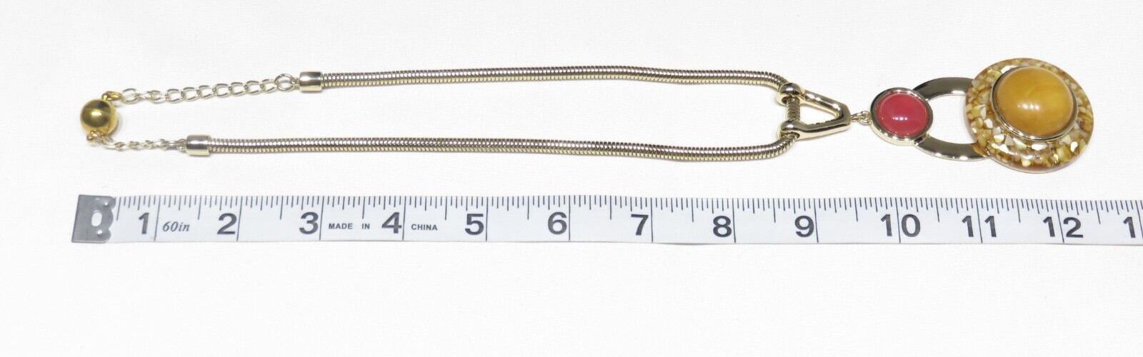 Vintage Gold Tone Pink, Orange, Cream Pendant Lot 1847S lisasfinds