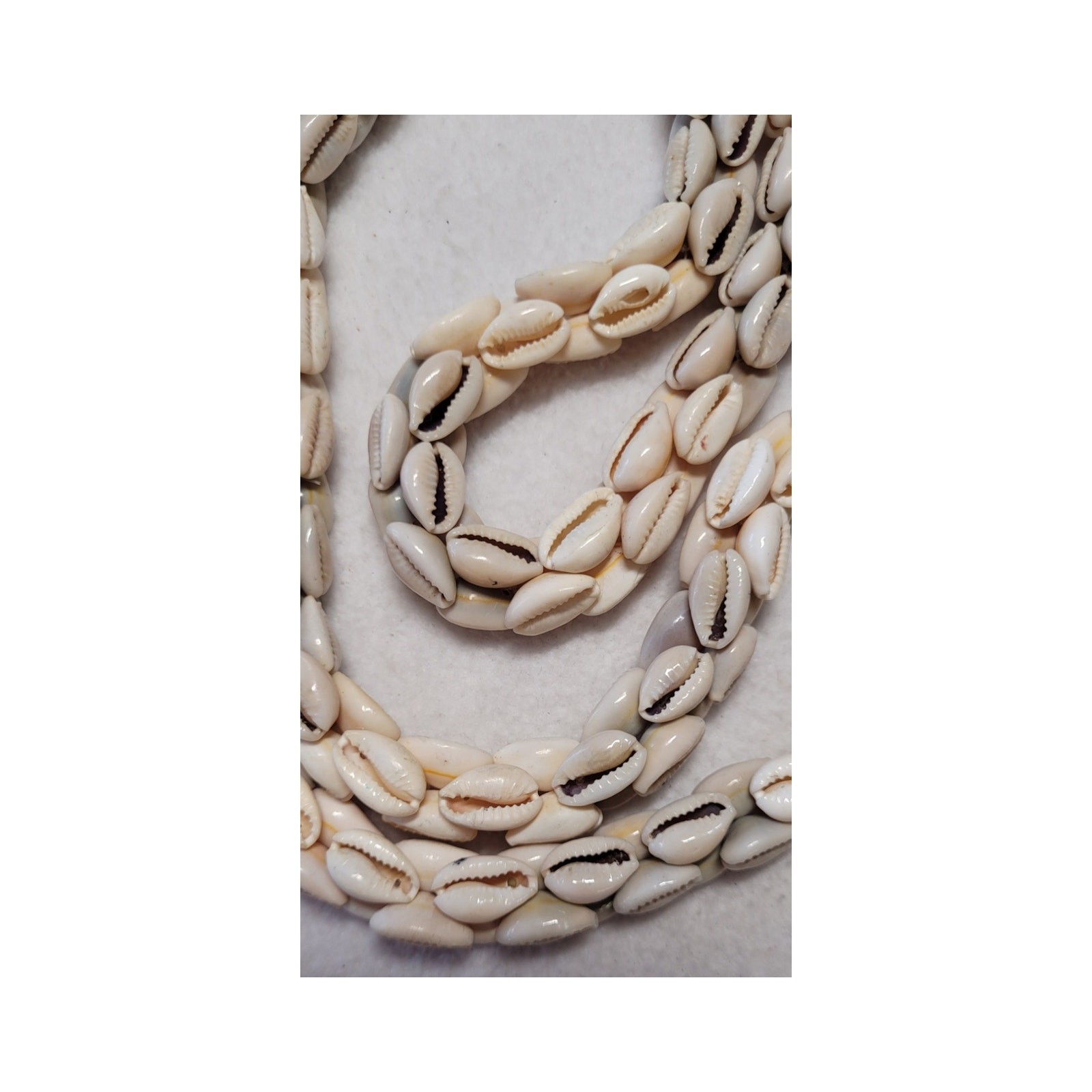 Vtg 34″ Layered Cowrie Shell Necklace Multi Strand Boho Statement Tribal Beach