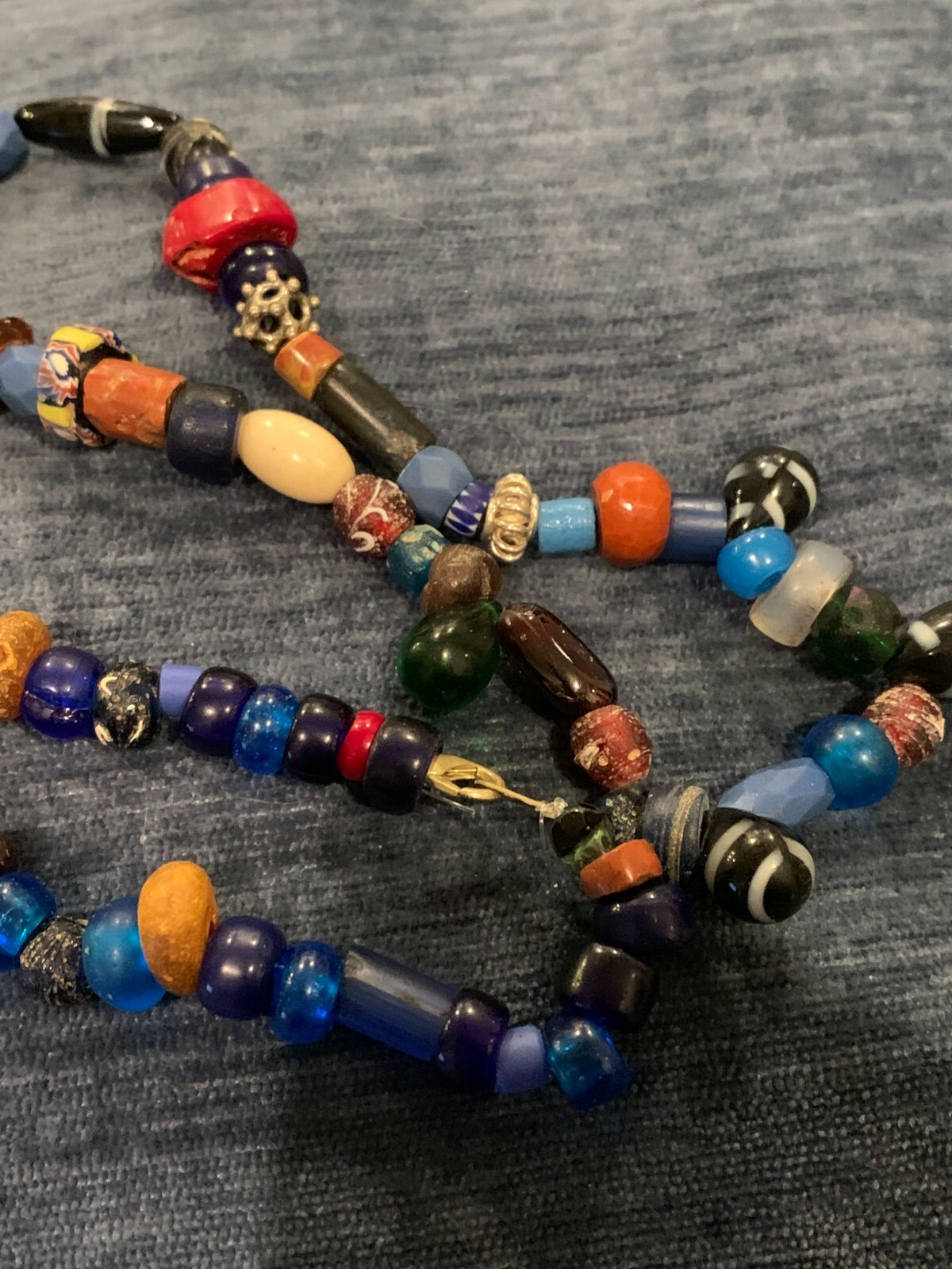 Tibetan and African Trading Beaded Necklace 24″, Antique