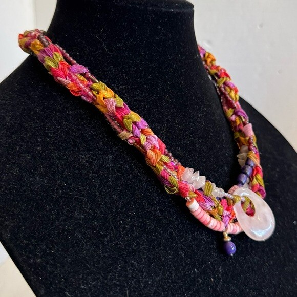 Vintage Rose Quartz Beaded Necklace Pink Agate Natural Genuine Gem Stones