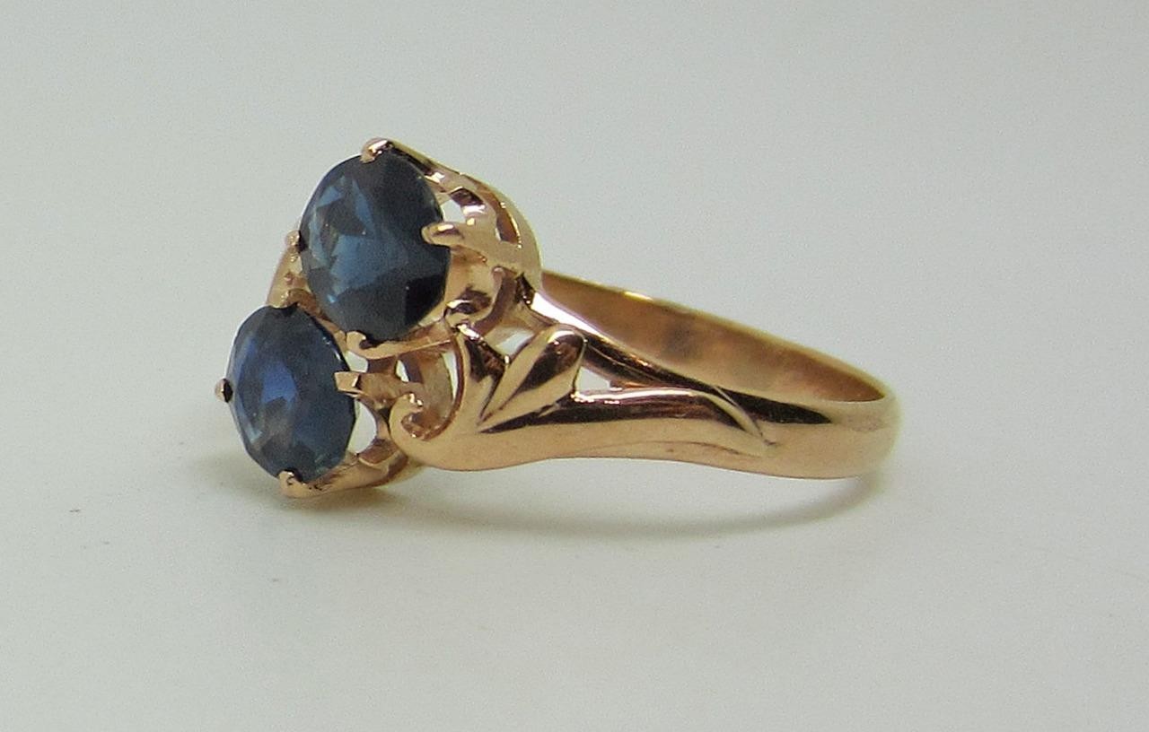 Vintage Solid 18K Rose Gold Natural Blue Sapphire Ring Size 6.75 – LB3660