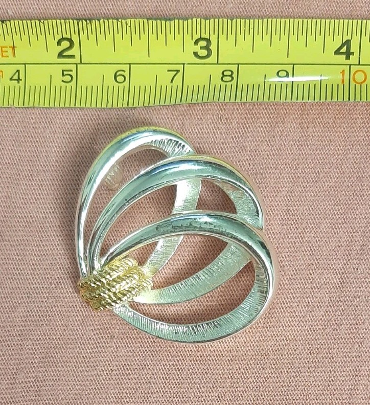 Vintage Napier Silver and Gold Tone Abstract Swirl Ribbon Brooch Pin