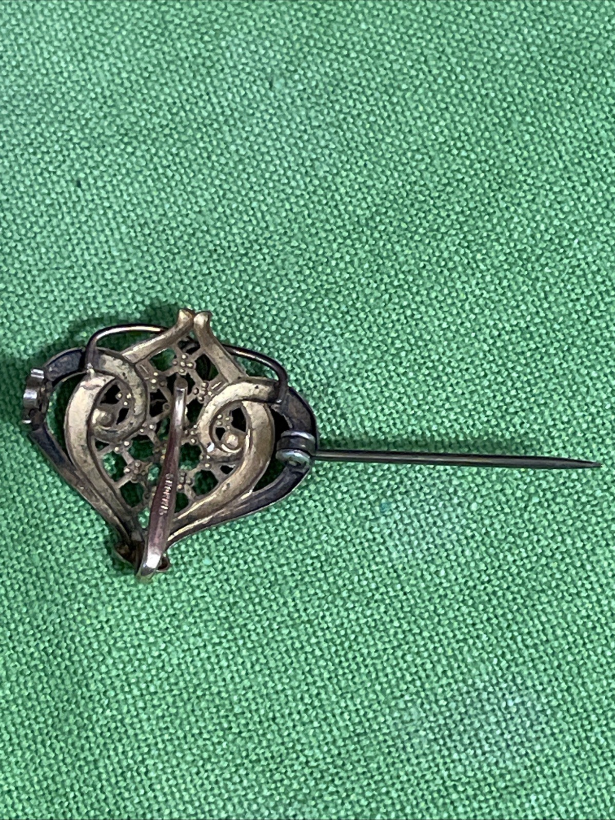 ANTIQUE Simmons Pink and Green Gold PIN Brooch