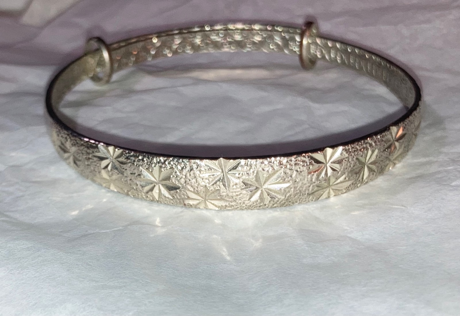 Sterling Silver Starburst Bangle Bracelet Vtg Mid Century Modern Adjustable