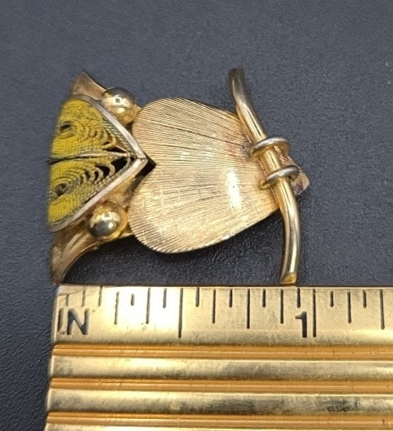 Vintage Signed CW 12K Gold Filled, Filigree Owl Pin Brooch