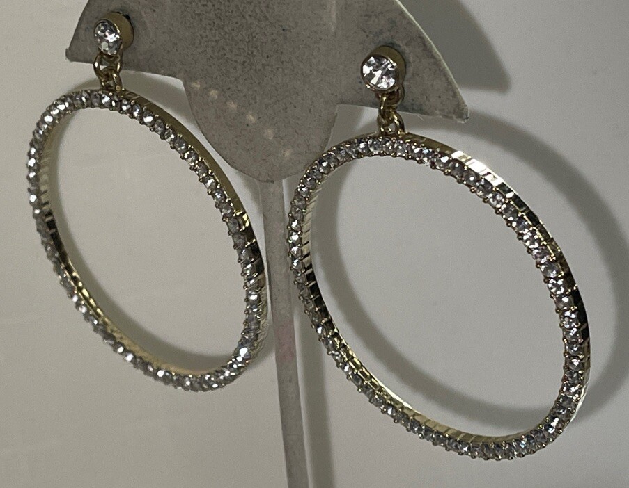 Vintage Signed SUGARFIX Gold Tone Rhinestone Pierced Earrings Z-30